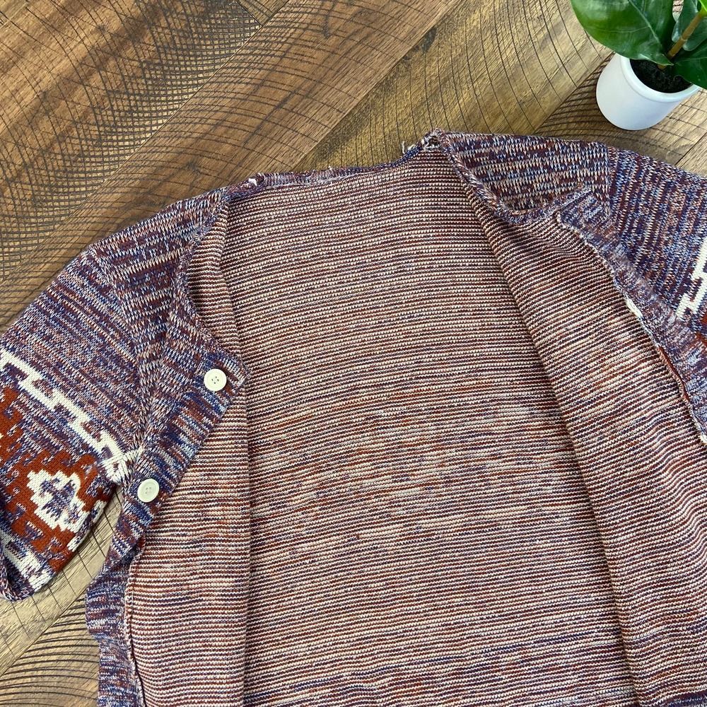 KARMAN L Womens Vintage Nordic Aztec Knit Wool Cardigan Denver Colorado - Picture 5 of 6
